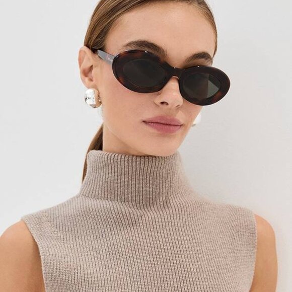 Saint Laurent SL 594 008 Oval Sunglasses - Black/Black main image 5